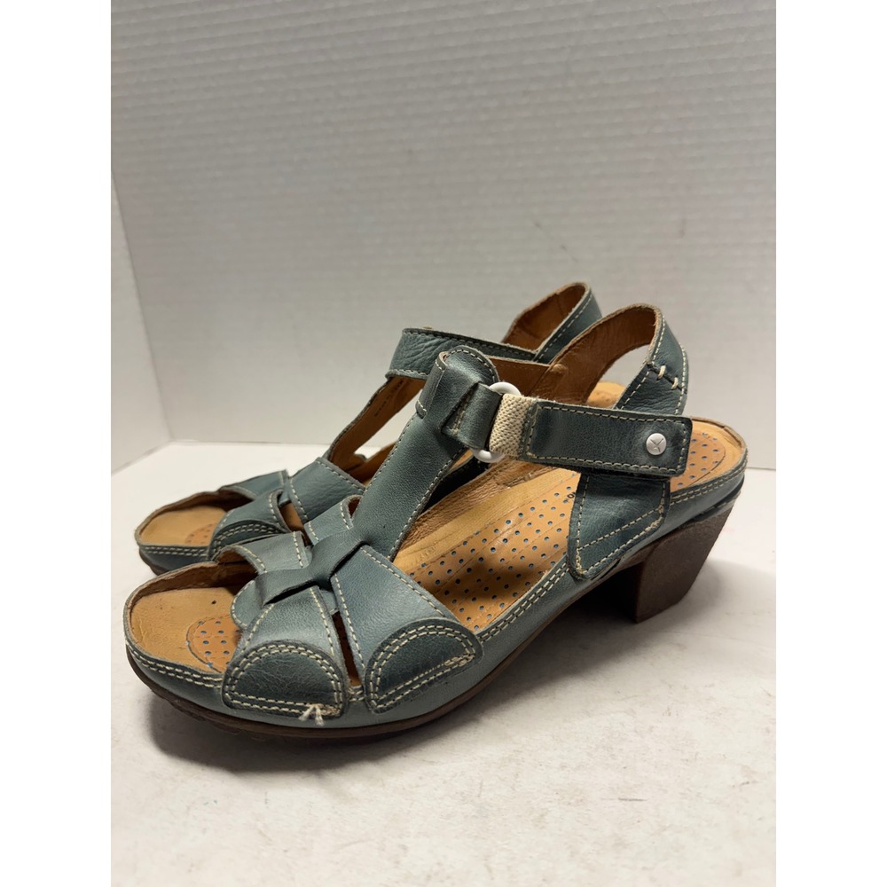 Pikolinos Teal Blue Leather Fisherman Sandals Secolino Spain 39 8.5